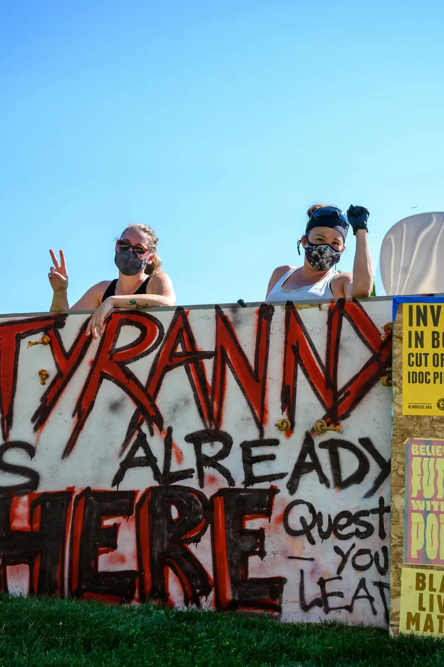 Grafiti on a wall saying tyranny is already there